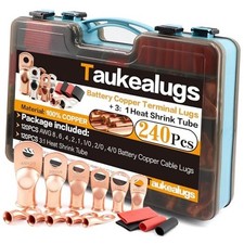 240Pcs Battery Cable Terminals Crimp Connector AWG8 4 6 2 1 1/0 2/0 AWG8 4/0