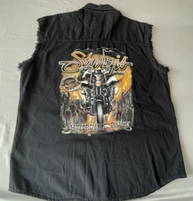 Sturgis 2012 Motorcycle Rally Bikers Sleeveles Shirt Mens XL Black Hot Leathers