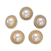 5 StüCk Perlen Gold Metall NäHen KnöPfe 10Mm Rund Damen Mantel KnöPfe #2
