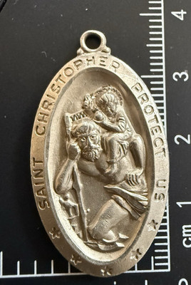 St Christopher Collectible religious protection VTG STERLING Maker's monogram