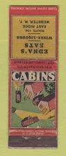 Matchbook Cover - Edna's East Cabins Liquor Webster NY WORN