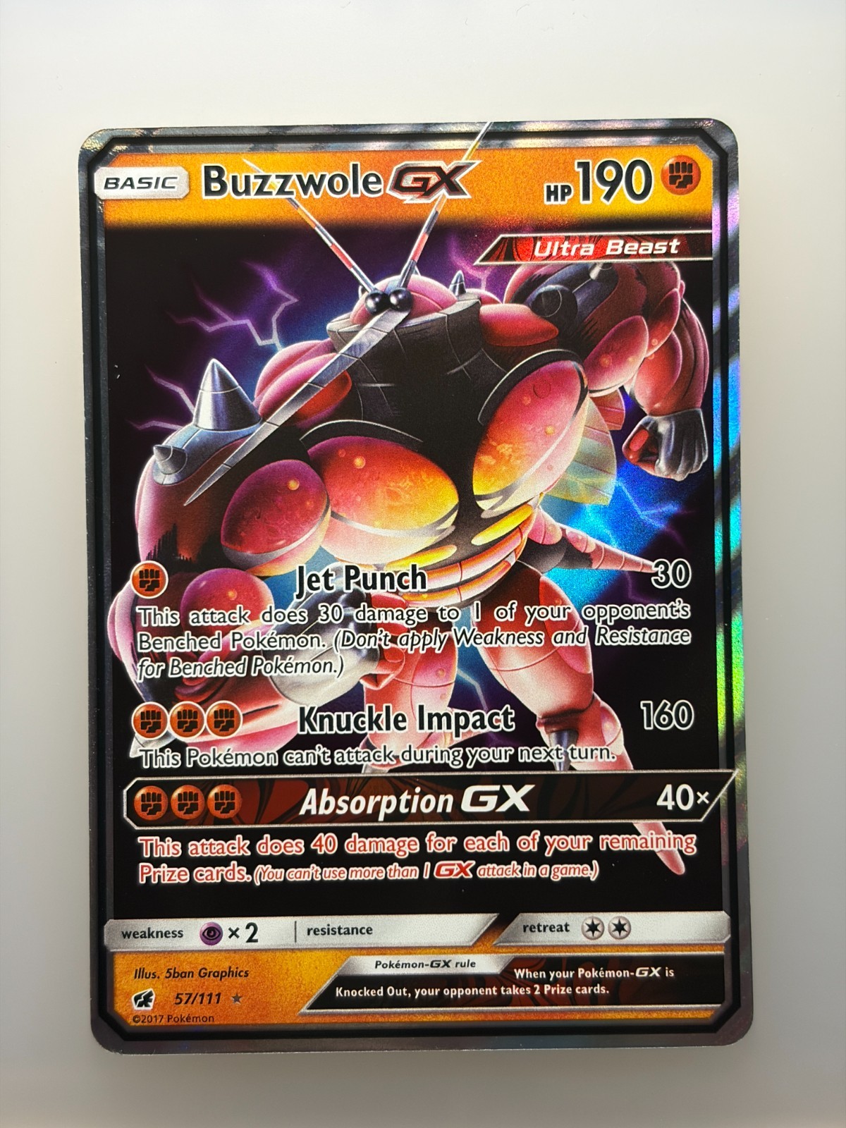 Pokemon Card Buzzwole GX 57/111 Crimson Invasion Ultra Rare NEAR MINT 57/111