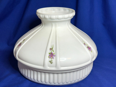 Hand painted Violets on Snow Aladdin milk glass lampshade