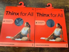 Thinx for All Period Underwear Panties Lace Trim Brief Size XL - Storm - 2 Pack