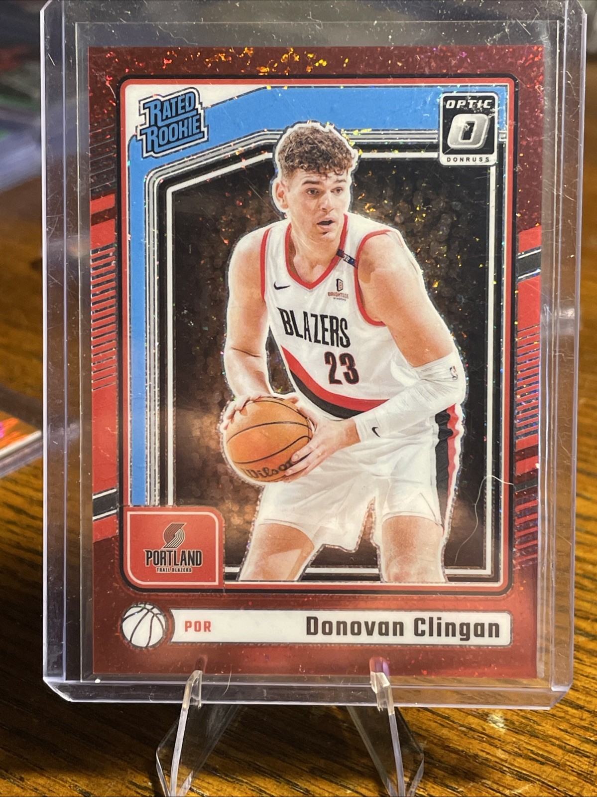 2024-25 Donruss Optic Donovan Clingan #272 RATED ROOKIE RED GLITTER 25/75 (RC)