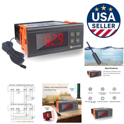 Advanced AC110V Digital Temperature Controller with Dual Outputs & LCD Display