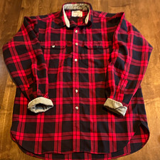 Vintage Cabela's Flannel Shirt Mens L Red Black Buffalo Plaid USA Made 90s