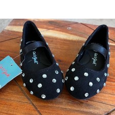 Cat Jack Trina Toddler Girls Black Rhinestone Ballet Flats Size 5 NWT