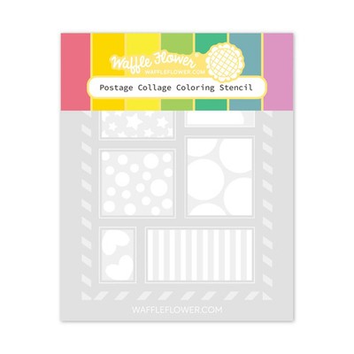Waffle Flower Stencil - Postage Collage Coloring, 421383