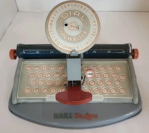 Vintage 1950's Marx De Luxe Tin Litho Dial Junior Typewriter USA