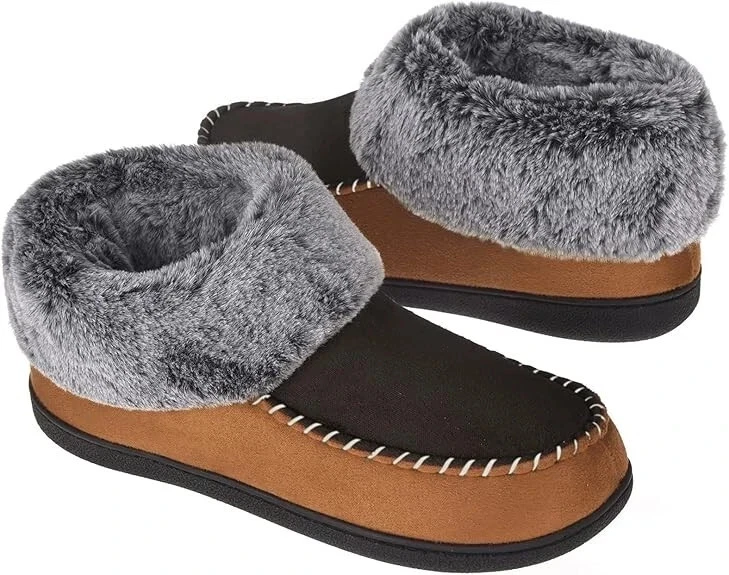 VONMAY Women Moccasin Suede Slippers Fuzzy Plush Faux House Shoes Black Friday  - Image 2 of 4