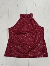 Shein Solid Red Silver Dot Print Sleeveless Tank Womens Size XL NEW
