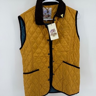 John Partridge Moorland Gilet Quilted Vest Sand Petrol Mustard Yellow Mens M NEW
