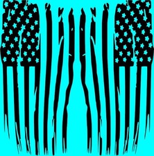 American Flag Decal Set Vertical Vinyl Distressed Sticker Weathered Left Right
