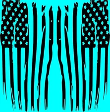 American Flag Decal Set Vertical Vinyl Distressed Sticker Weathered Left Right