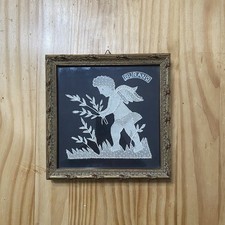 Figura in pizzo di Burano fatta a mano angelo cupido arte da parete 8x8 incorniciata