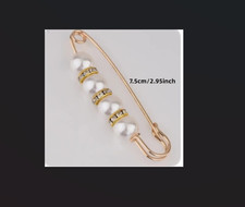 NEW Faux White Pearl Brooch Pin Shawl Scarf Sweater Waist Shirt