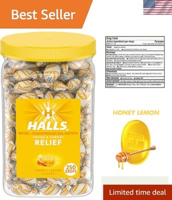 250 Menthol Honey Lemon Cough Drops - Fast Relief for Cough & Sore Throat