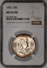 1952 Franklin Half Dollar 50c NGC MS66 FBL