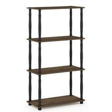 Pemberly Row Turn-N-Tube Wood 4-Tier Shelf Display Rack in Columbia Walnut