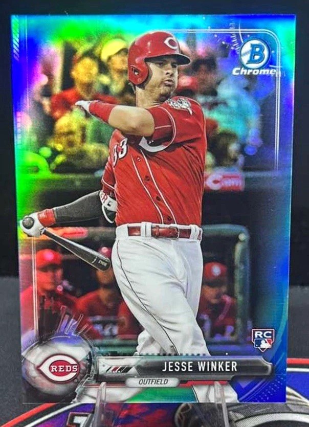 Topps 2017 Bowman Chrome Jesse Winker Cincinnati Reds RC #2 Blue Refractor /150