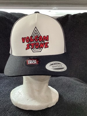 VOLCOM STONE PIT STOP TRUCKER MESH MENS SNAPBACK HAT WHITE BLACK GREY NEW