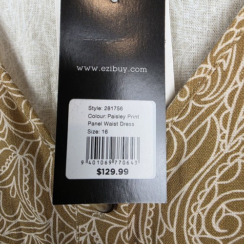 Sara Size 16 Paisley Panel Linen Viscose Short Sleeve Dress BNWT (23" Bust) - Picture 6 of 11