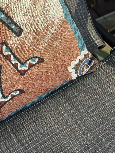 Gobelin Kokopelli Flöte Dekokissen 16x16" Indianer braun türkis - Bild 10 von 14