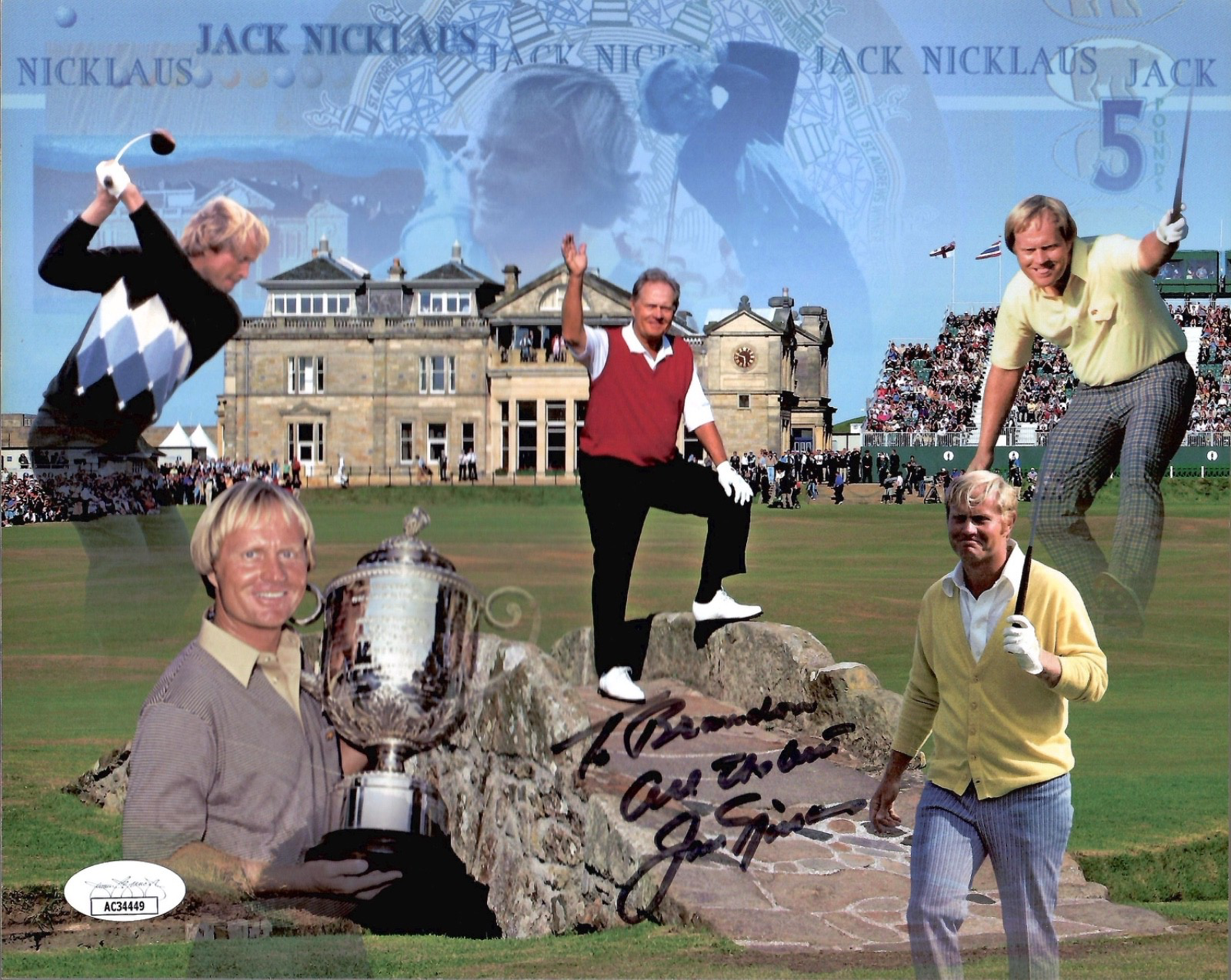Jack Nicklaus Autographed Signed HAND 8x10 COLOR PHOTO AWESOME POSE TO BRANDON JSA 