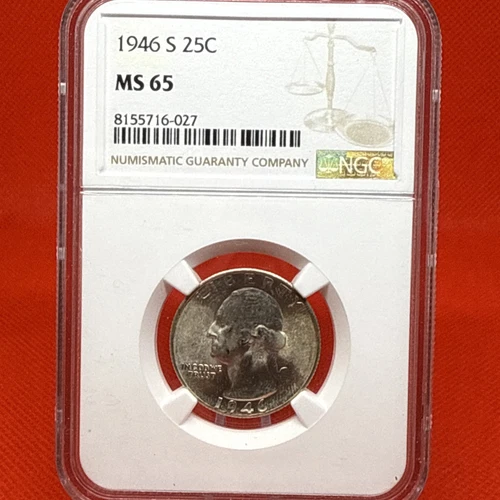 MS65 1946-S Washington Quarter NGC Scale Label