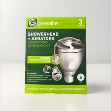 A 3Products Greenlite 1 Showerhead 2 Aerators Bathroom Kitchen Water Saving Kit