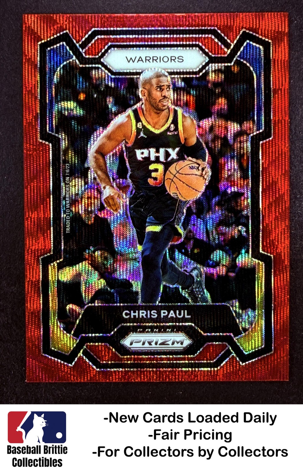 2023-24 Panini Prizm #99 Chris Paul Prizms Ruby Wave Golden State Warriors