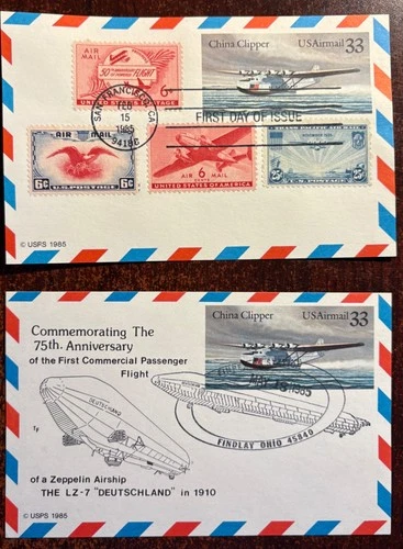#UXC23 China Clipper FDC with multiple stamps & LZ-7 event post card