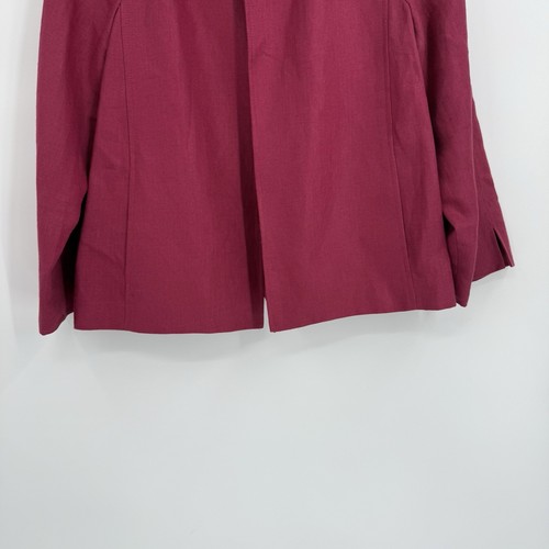 Talbots Jacket Womens Size XL Pure Irish Linen Blazer Open Front Pockets Berry - Picture 3 of 9