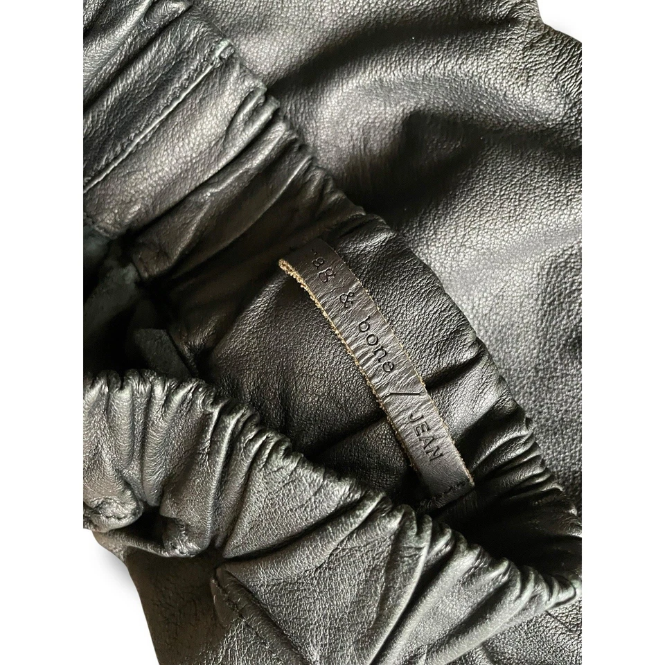 Micro Pantalones Cortos Rag and Bone Cuero Cordero Genuino Real Negro Talla Pequeña Suave Mini Foto 3 de 4