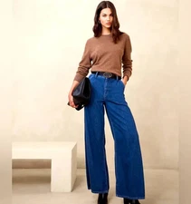 NWT Banana Republic Factory Denim Trouser Jean Pant High-rise Wide-leg 28/6