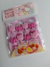 SANRIO HELLO KITTY 8 Fork Picks Japanese Lunch Box Bento Pink & Light Pink Daiso