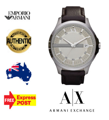 NEW EMPORIO ARMANI EXCHANGE HAMPTON AX2100 SILVER/BEIGE/LEATHER