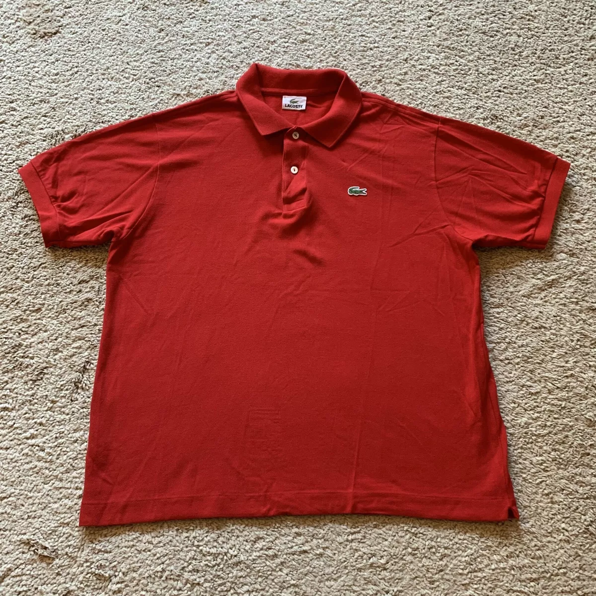 Lacoste Polo Shirt Mens 6 Red Short Sleeve Regular Fit Side Slit