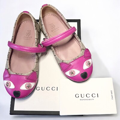 Gucci GG Canvas Cat Design Toddler Shoes Size 23/14.5cm L2