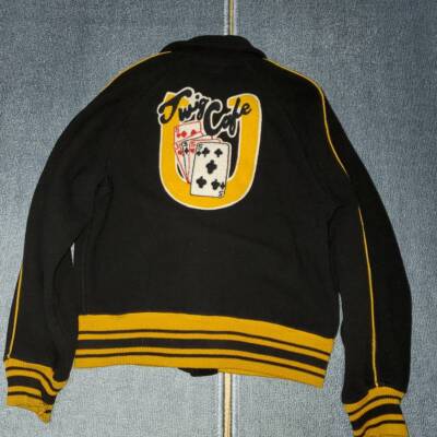 Vintage 1950's Sand Knit Sports Jacket Stadium Jumper Size Vintage 1950's Sand Knit Sports Jacket Stadium Jumper Size