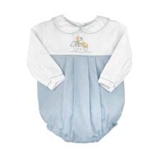 Petit Ami Noah's Ark Embroidered Blue Bubble  Newborn 3 6 Months