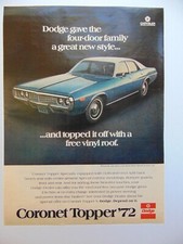 1972 Coronet Topper Dodge Green Auto Print Ad 1972 Coronet Topper Dodge Green Auto Print Ad
