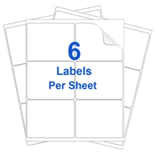 600 Count Blank Address Shipping Labels 4"x3.33" 6 Per Sheet 6-UP Self Adhesive