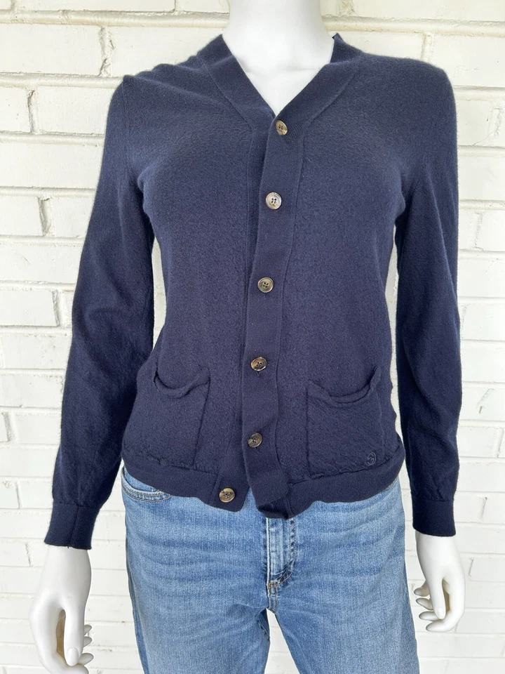 Vintage Navy Blue Gucci Cashmere Cardigan Sweater Size Medium READ DESCRIPTION - Image 2 of 4