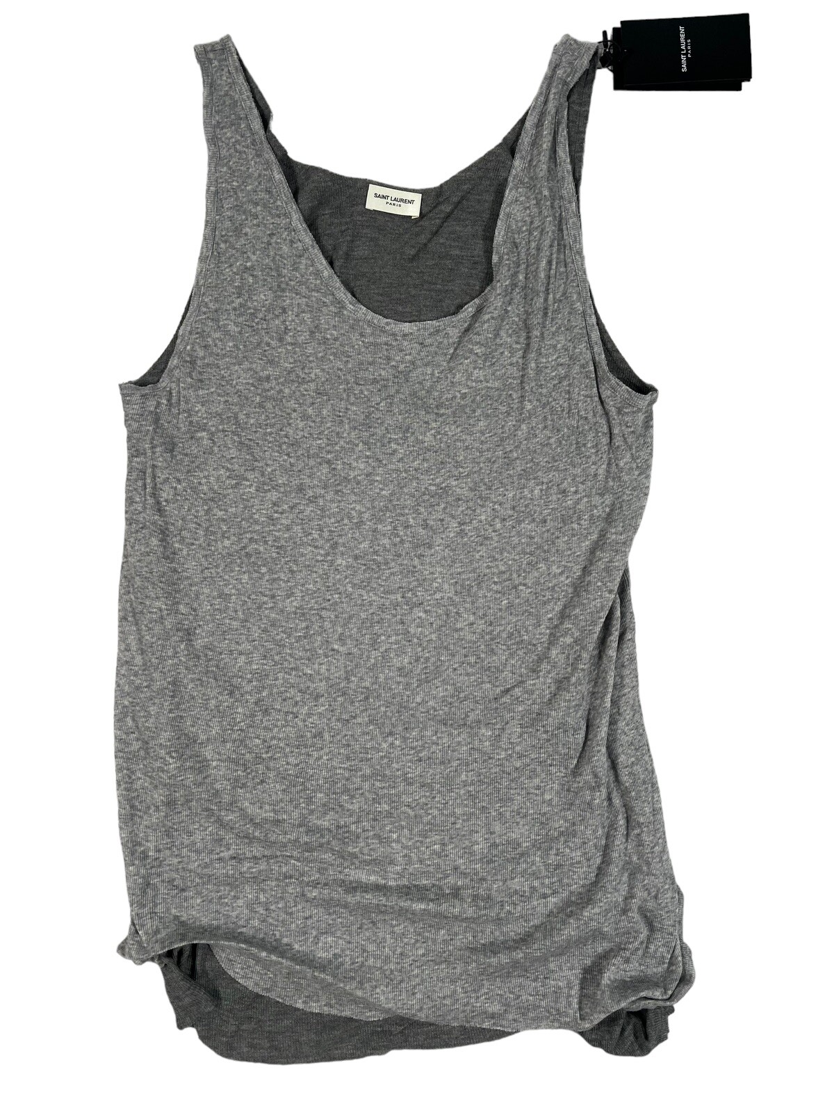 Canotta Saint Laurent grigia in jersey a costine taglia media Made in Italy