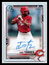 2021 Bowman Chrome #CDA-JTO Jose Torres #/499 1st Refractor Autograph Reds
