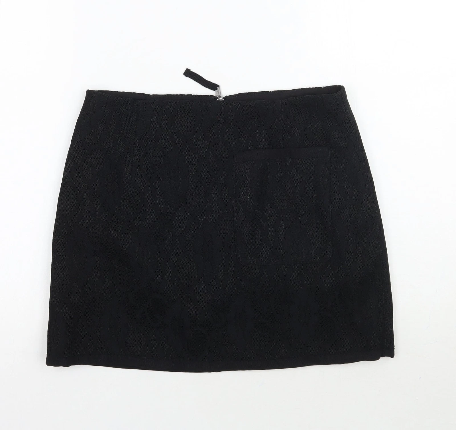 Topshop Womens Black Cotton Blend A-Line Skirt Size 10