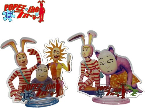 Popee the Performer Acrylic Stand Set of 4 with Kedamono Mask Stickers Japan New - Picture 4 of 8