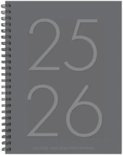 Classic Gray Academic July 2025 - June 2026 6.5" x 8.5" Weekly Monthly Softcover